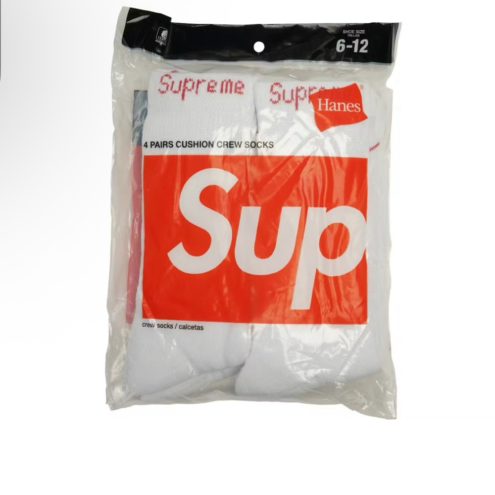 Supreme Hanes White Crew Socks